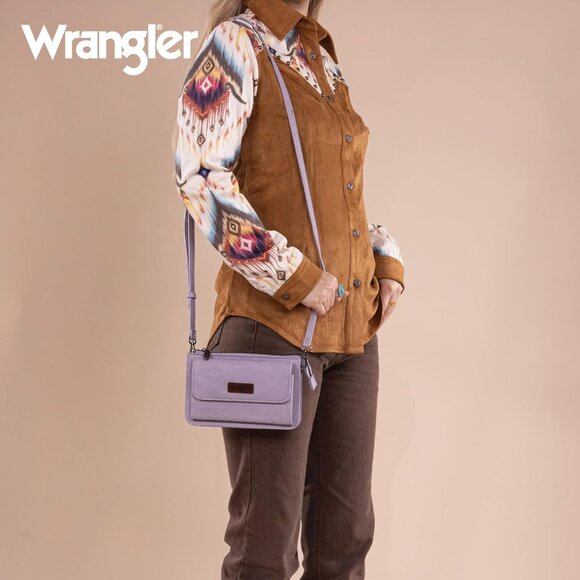 Wrangler Purple RFID-Blocking Crossbody Wallet Purse - Stylish & Compact - Picture 2 of 8